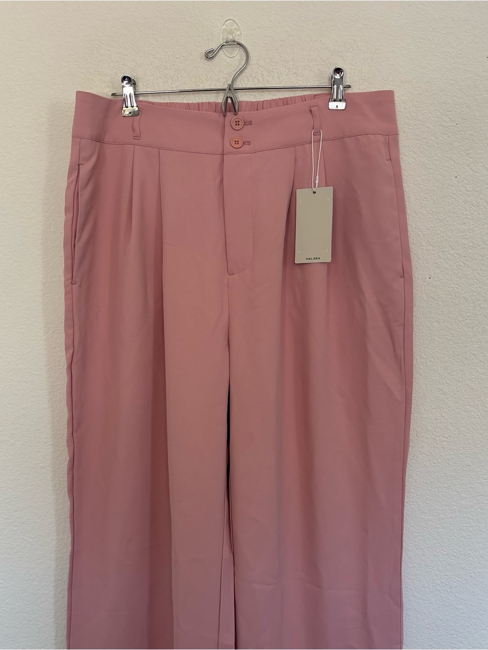 Halara Pleated Wide Leg Pink Trousers NWT - Picture 2 of 6